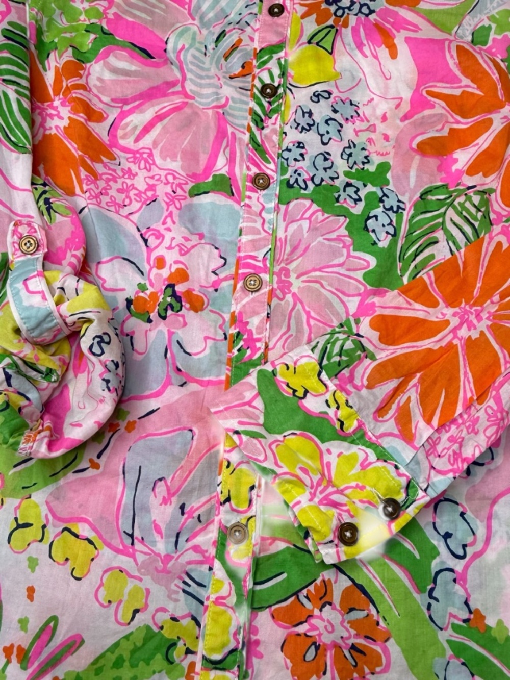 Lilly Pulitzer for Target Long Roll-Up Sleeves Button-Front Blouse M - Picture 11 of 11